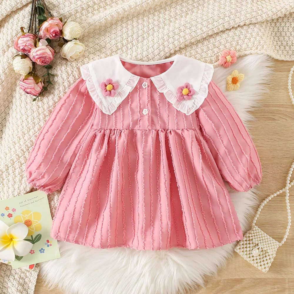 

Детское платье, осенняя Корейская версия, юбка с длинным рукавом и острым вырезом для девочек, элегантная юбка принцессы для маленьких девочек