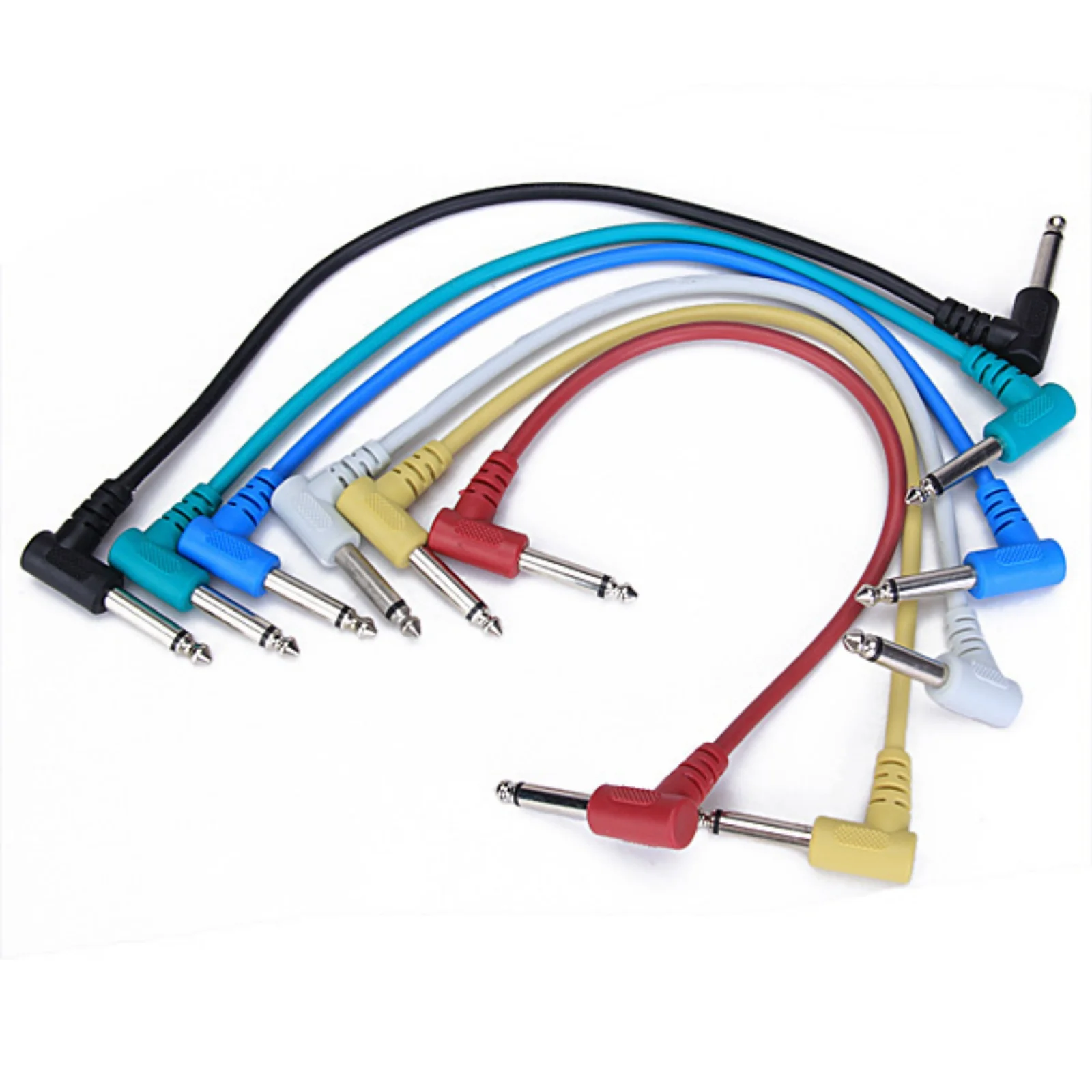 Set of 6pcs 30cm Guitar Pedal Cable Guitar Right Angle Pedal Patch Cable Leads for for Guitar Effect Pedal6.35mm Jack 1/4\