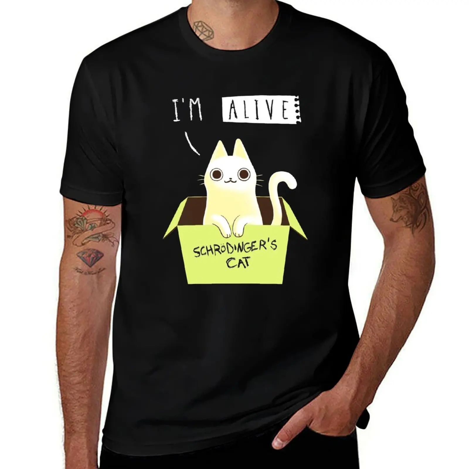 

Schrodinger Day - Schrdinger's Cat - Science Physics - Cute Kitty in a Box T-Shirt Casual All Match Short Sleeve T-Shirt