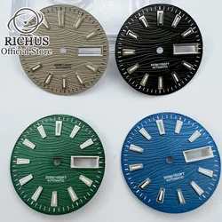 RICHUS 29mm Watch dial Fit NH36 Date/Day Calendar Window  Green Luminous face Watch Parts Replacements