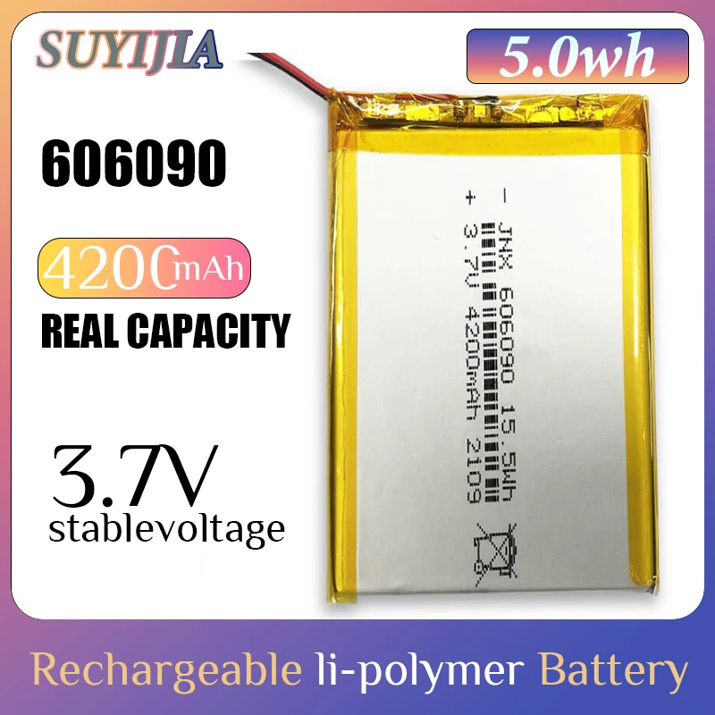 3.7V 606090 4000mah High-capacity Polymer Lithium Battery for Mobile Power Solar Street Lamp Charging Treasure Power Bank Laptop