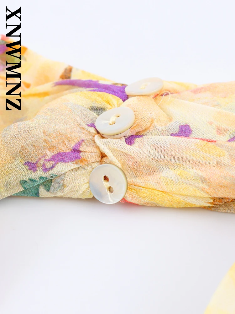 XNWMNZ 2025 ฤดูร้อนใหม่ Lady Chic Boho Halter ชุดเดรสยาววันหยุดเซ็กซี่ผู้หญิงเสื้อผ้าแฟชั่น Backless ชุดดอกไม้