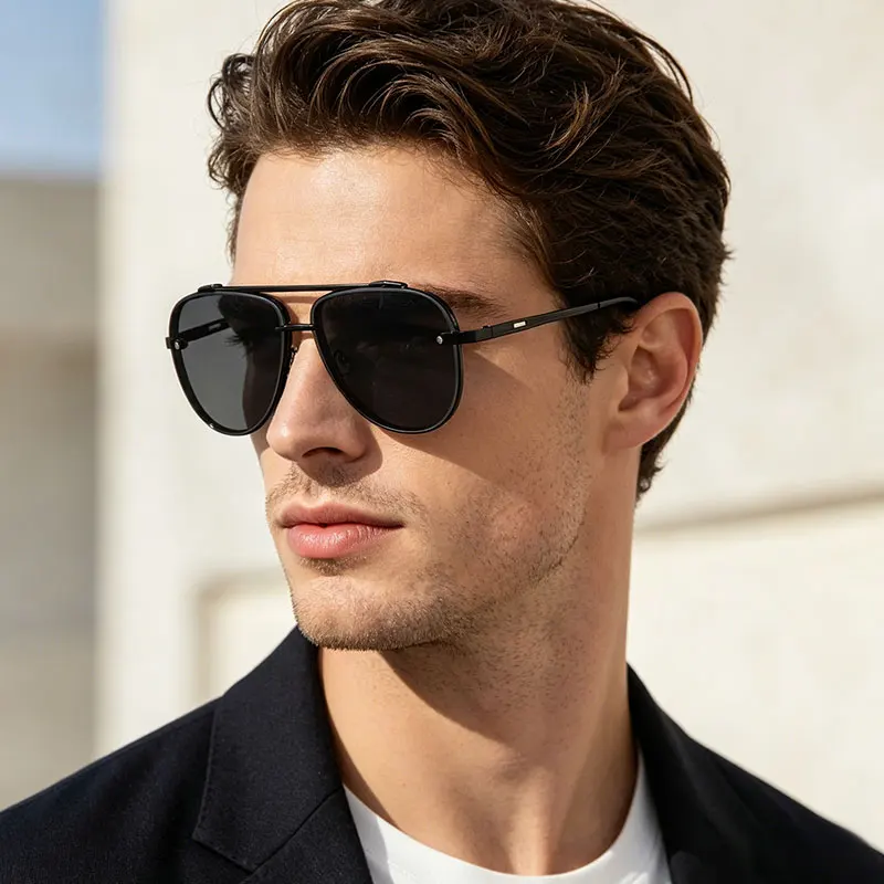 Fashion Double-barrel Sunglasses With Large Frames, Slimming Effect, Sun Protection And Uv Protection Sunglasses235