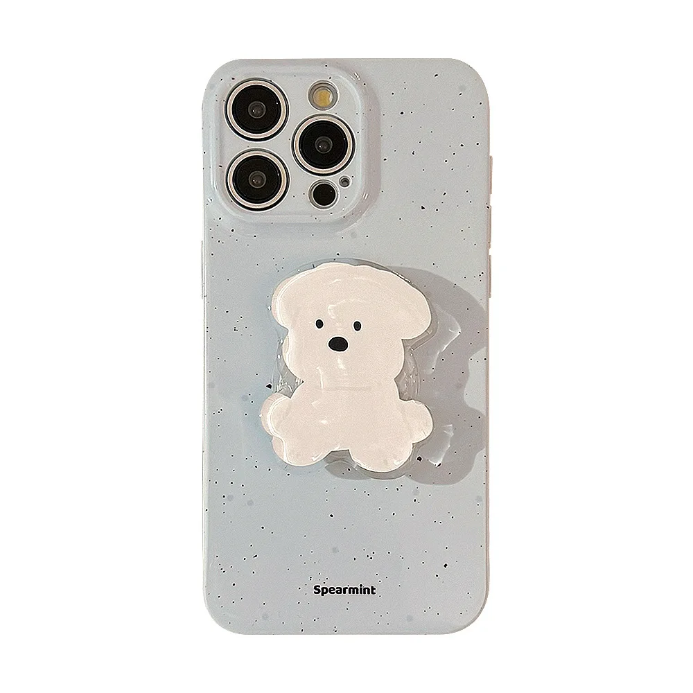 Film blue background ink dot puppy stand Phone Case For iPhone15 14 13 12 11 Pro Max X XR XSMAX  TPU  Cover New Products