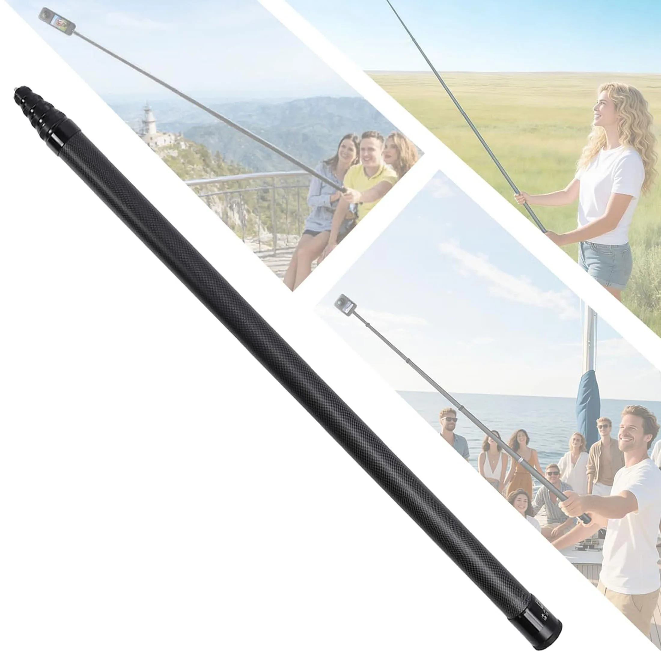 

5m/16.4ft Carbon Fiber Extended Invisible Selfie Stick Compatible with Insta360 X5-X Series, extra-long pole also fits GoPro 12
