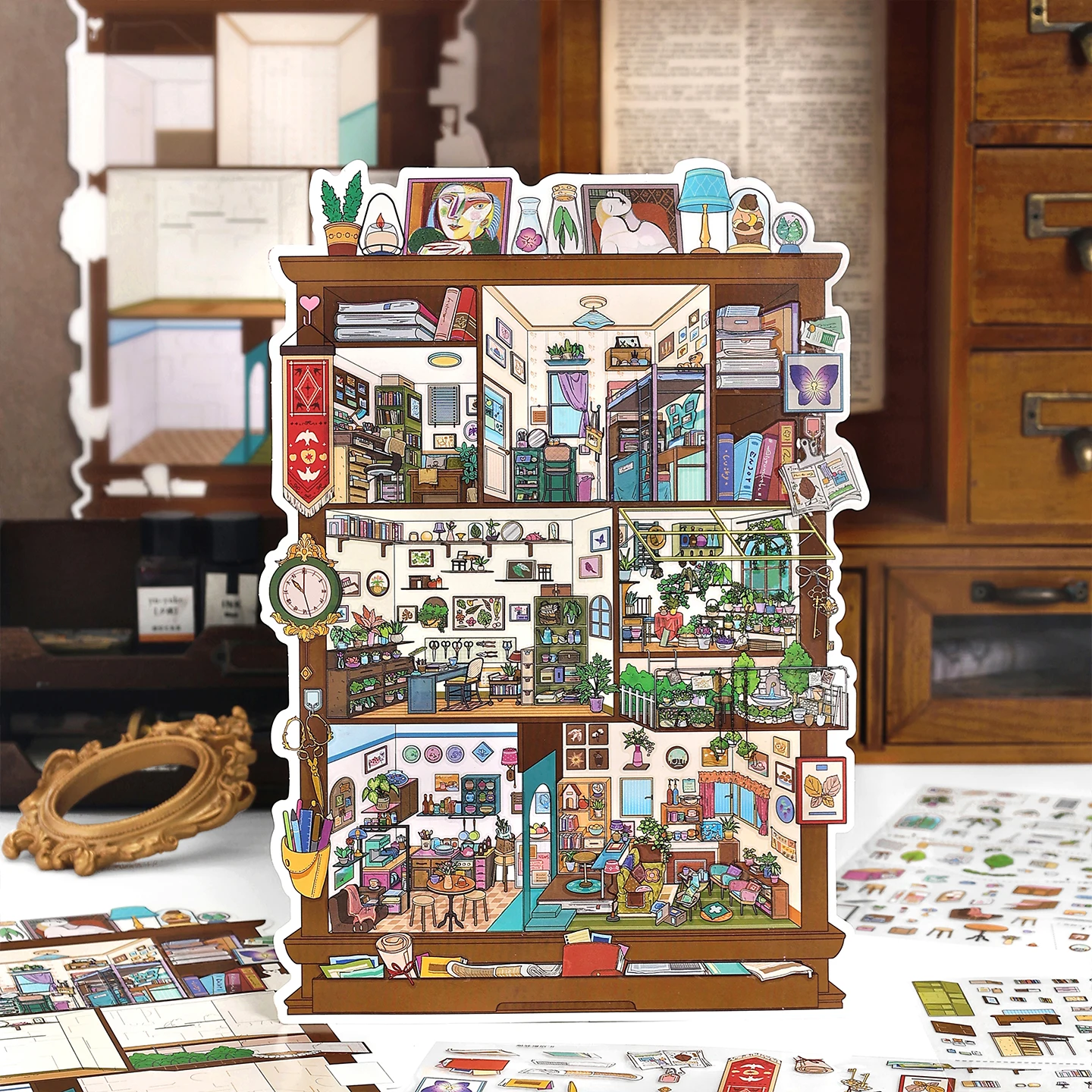 Kawaii leisure suite 3D Home Diary Landscape Sticker DIY Pocket Cabin Scene Christmas gifts ﻿
