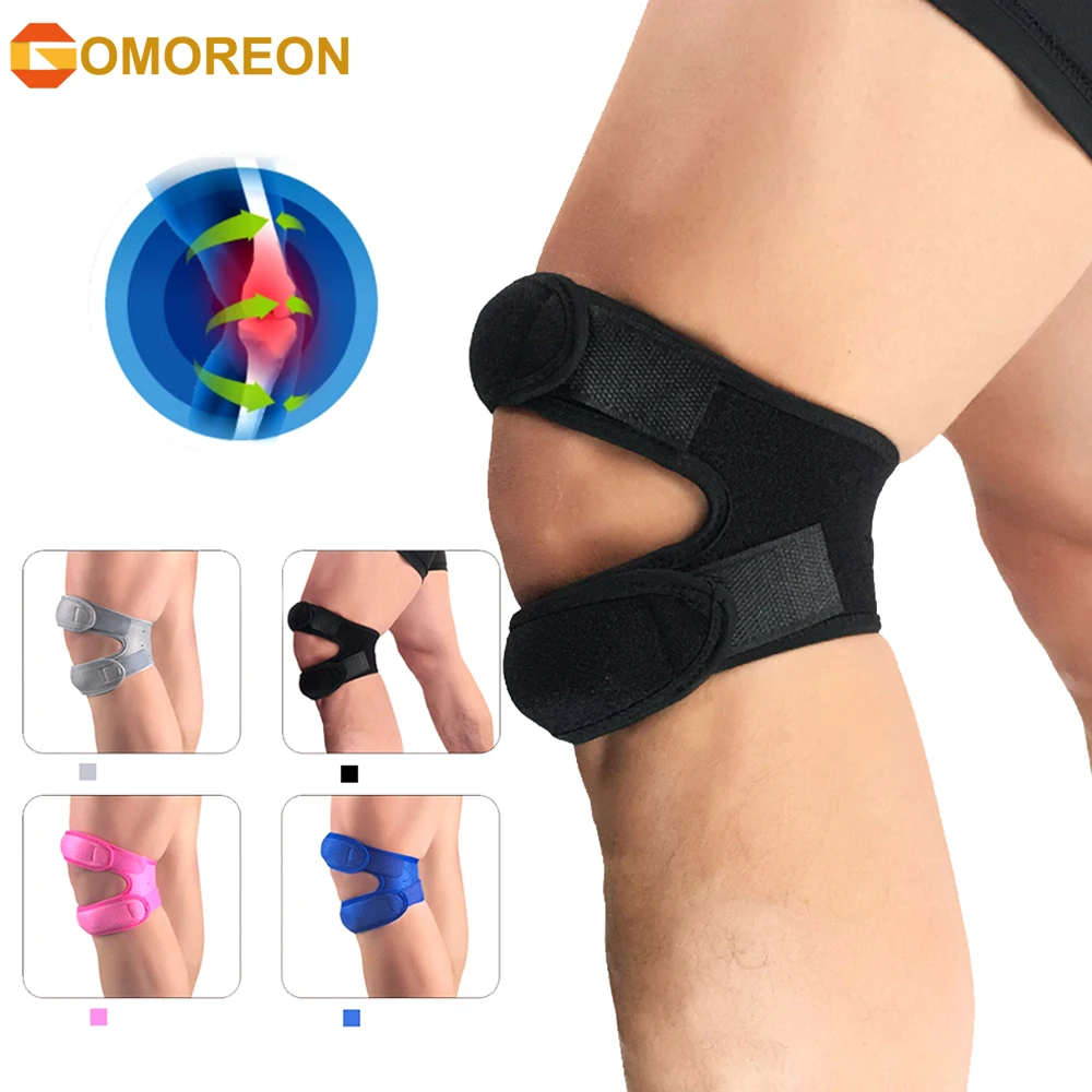 

1Pcs Adjustable Sports Kneepad Double Patellar Knee Patella Tendon Support Strap Brace Pad Protector Open Knee Wrap Strap Band