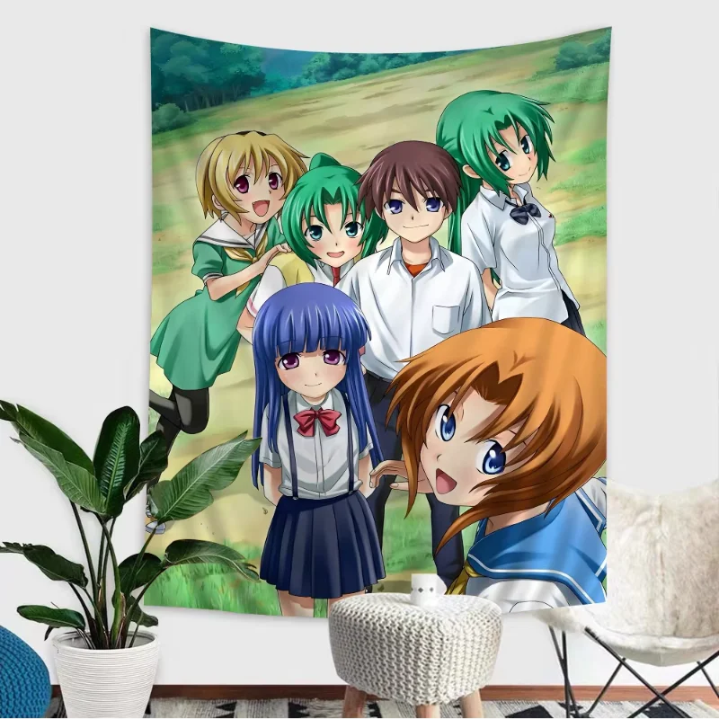 VIKAMA Campus Anime-Ästhetik Wandteppich Niedliche Manga-Wanddekoration Cartoon-Gruppenbilder Schlafzimmer, Wohnheim Heimdekoration