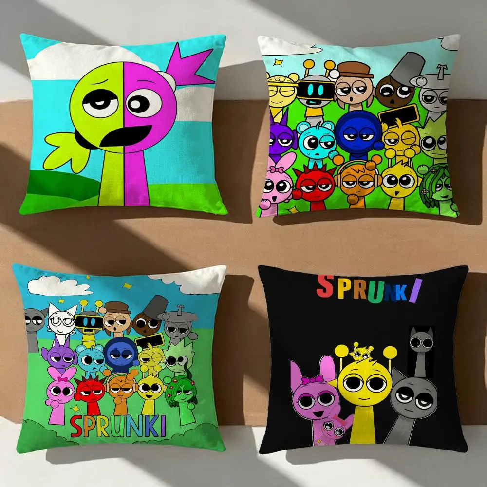 Sprunki Incredibox Cushion Cover Pillow Cover Nordic Minimalist Throw DoubleSided Print Cushion Case for Sofa Bedroom Decor