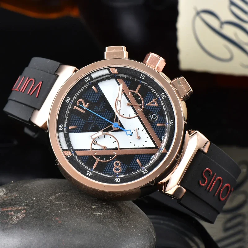 Original Luxury Chronograph Men Sports Watches Silicone Date Quartz Waterproof Calendar Wristwatch Relogio Masculino 2025 AAA+