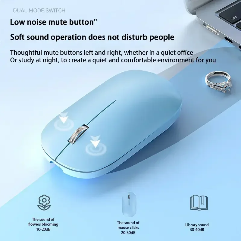 Wireless Mouse Type-C Rechargeable Bluetooth 2.4G Mouse Silent Click Portable Office Laptop Universal Office Game No-Noise