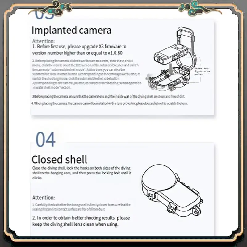 Funda impermeable para cámara de acción confiable para Insta360x4, funda de buceo totalmente sigilosa, funda protectora impermeable de 360 grados y 50M