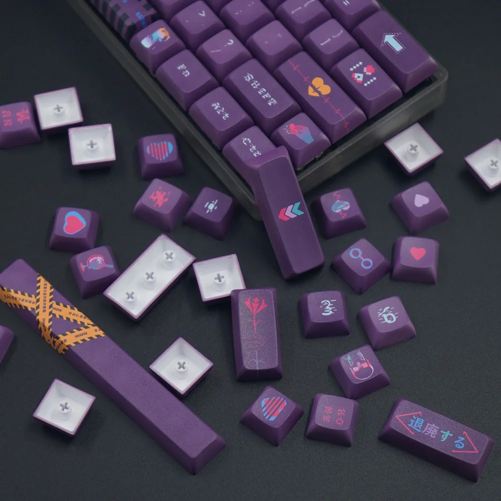 Imagem -06 - Npkc Roxo Teclado Mecânico Cap Chave Rádio Menina Xda Perfil Keycaps Pbt Corante-sub Interruptor Cereja mx 130 Chaves