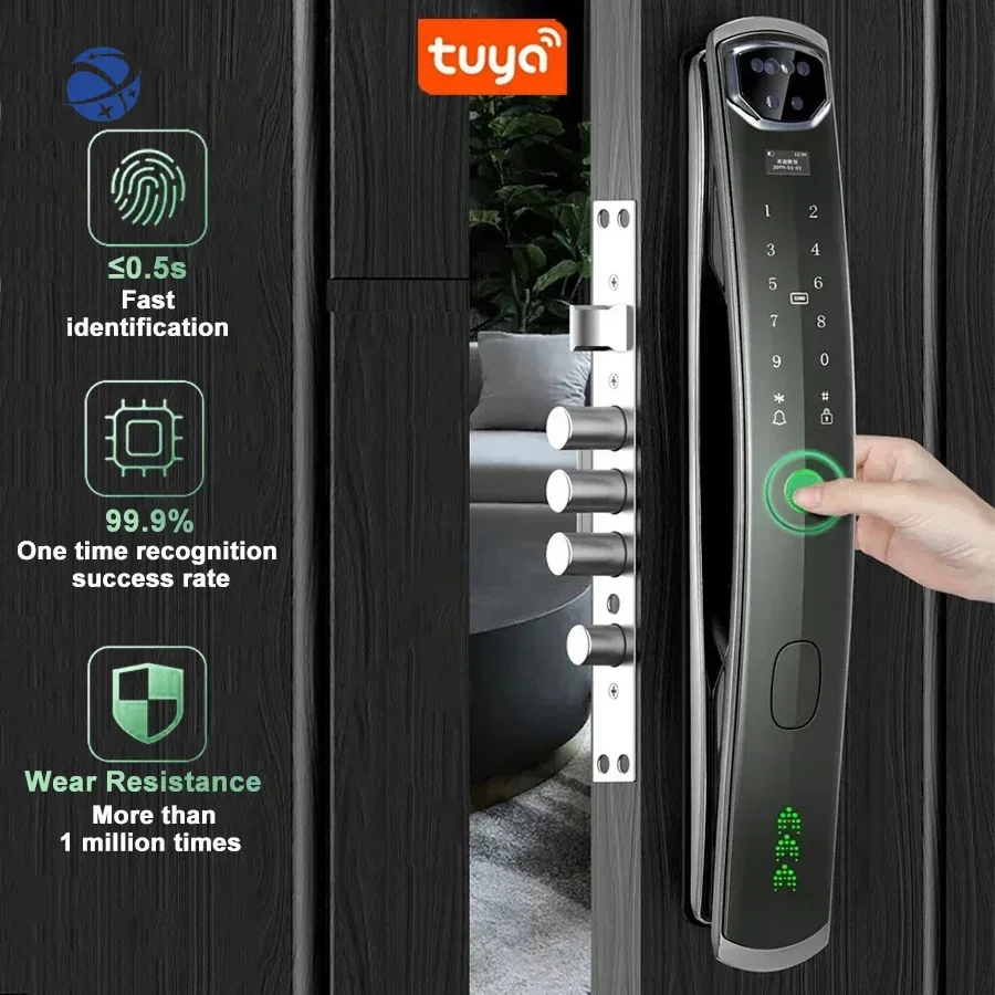 

Tuya Apps Fingerprint Touch Screen Keyless Portable Home High Security Anti Theft Siren Alarm Privacy Smart Door Locks