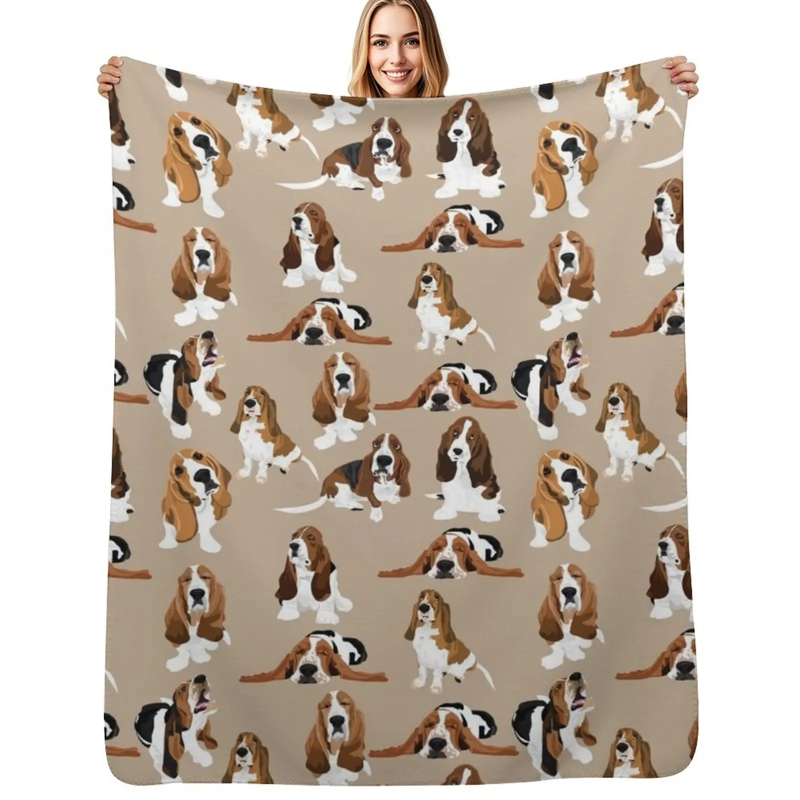 Basset Hound Throw Blanket Anti Shedding Soft Fuzzy Blanket for Home