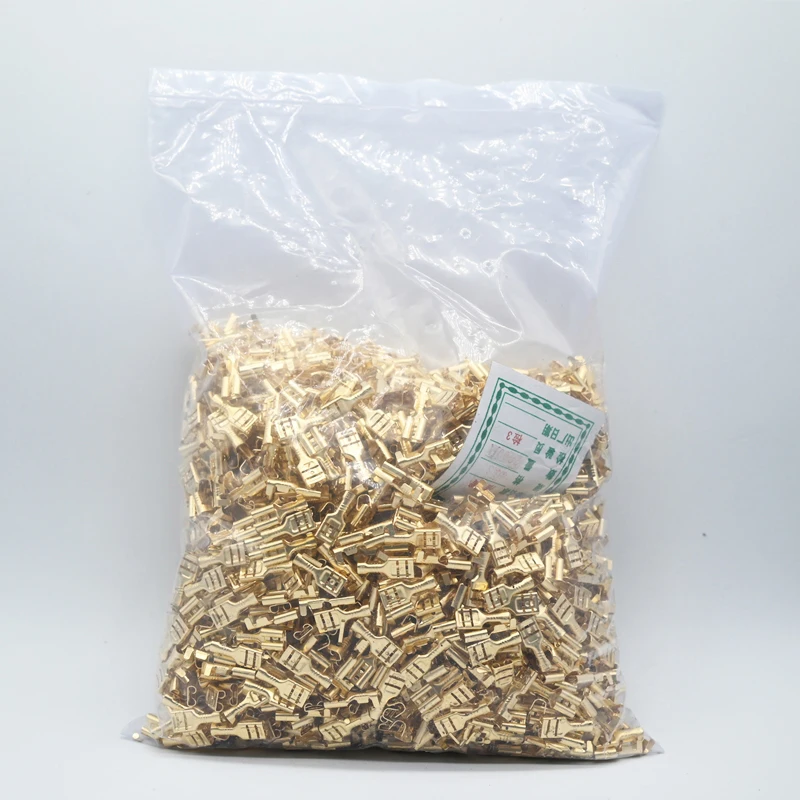 

5000PCS 4.8mm Female Crimp Terminal Spade Connector Gold Brass/Silver Car Speaker Electric Wire Connectors