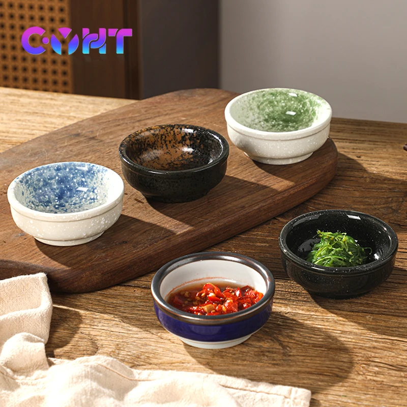 7,6 cm runder Teller, japanische Keramik-Gewürzschale, Retro-Haushaltsgeschmackschale, Restaurants, Sushi-Geschirr, Mini-süße Schüssel