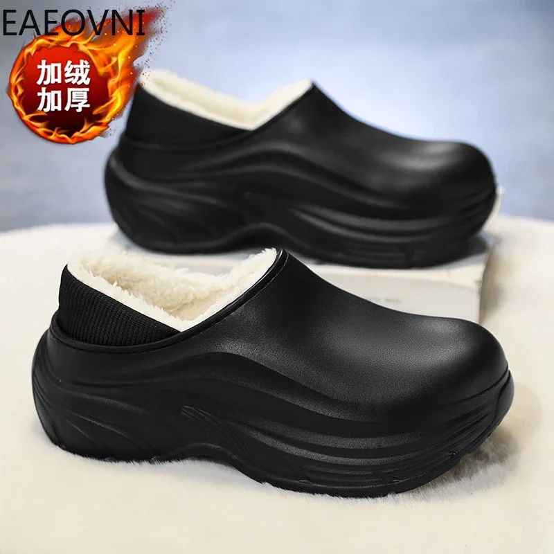 Winter Men Warm Shoes Home Cotton Shoes Outdoor Waterproof Couple Snow Slippers EAEOVNI Men Indoor Slipper Bedroom Shoe Hot Sale