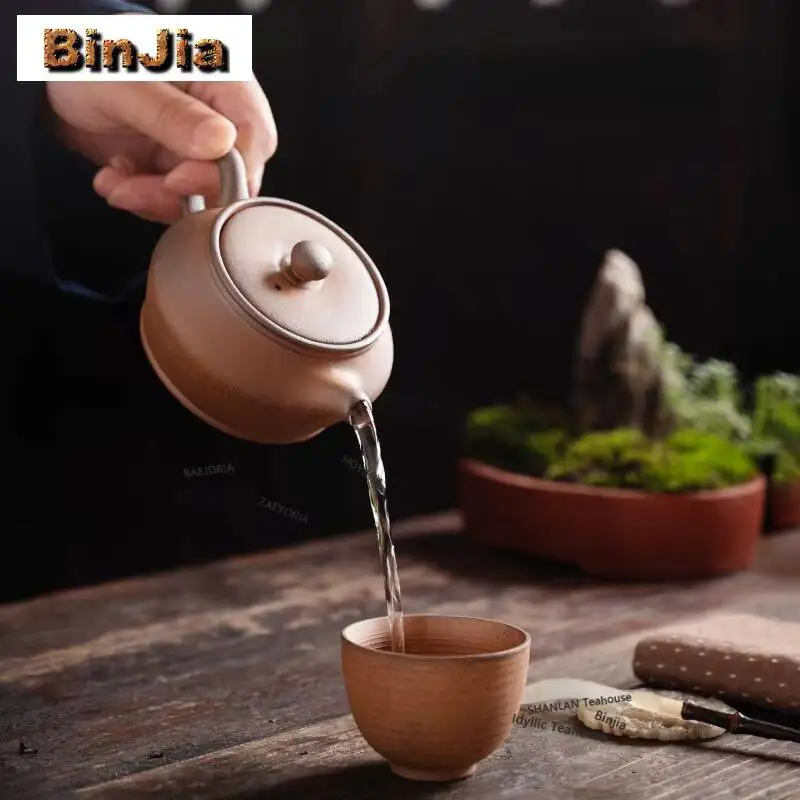 

150ml Crude Pottery Manshu Teapot Creative Tea Infuser Pot Household Tea Soaking Kettle With Ball Hole Chinese Tea Set Craft