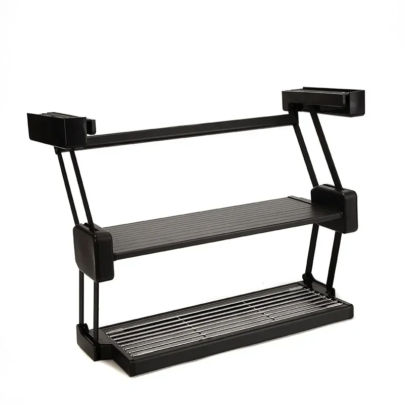 Kitchen rack, hanging cabinet, folding drop-down vegetable rack, seasoning rack, storage basket hanger, double layer