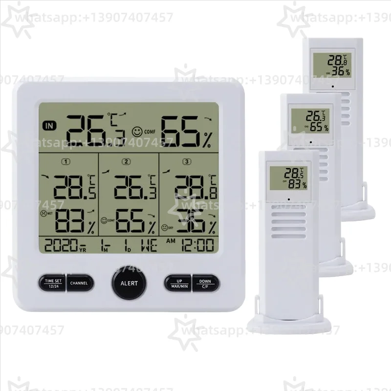 

White/Black Wireless Digital Thermo-hygrometer with 4.72-inch Screen Real-time Temperature and Humidity Detector