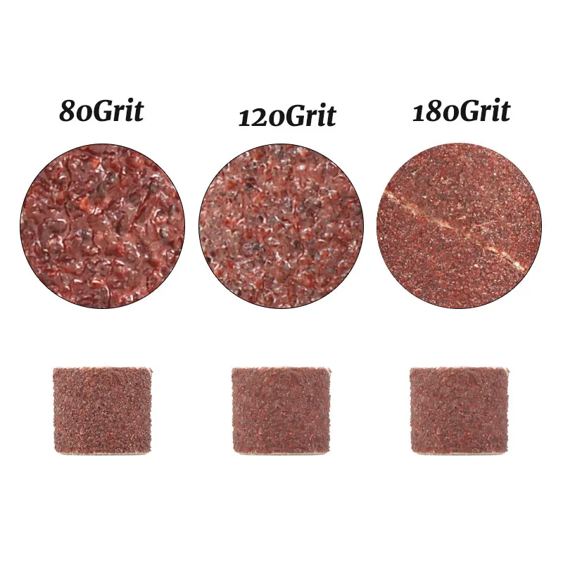 Kit de tambor de lijado de 12,7/6,35mm, Grit #80 #120 #180, banda de lijado para mangas Dremel para Mini amoladora angular eléctrica, mandriles de lijado