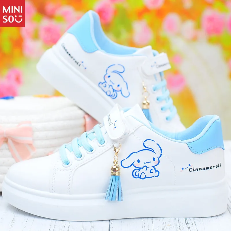 

Miniso 2025 Elementary School Cinnamoroll White Shoes, Girls Spring Autumn Big Kids Anti-Slip Canvas Casual Versatile