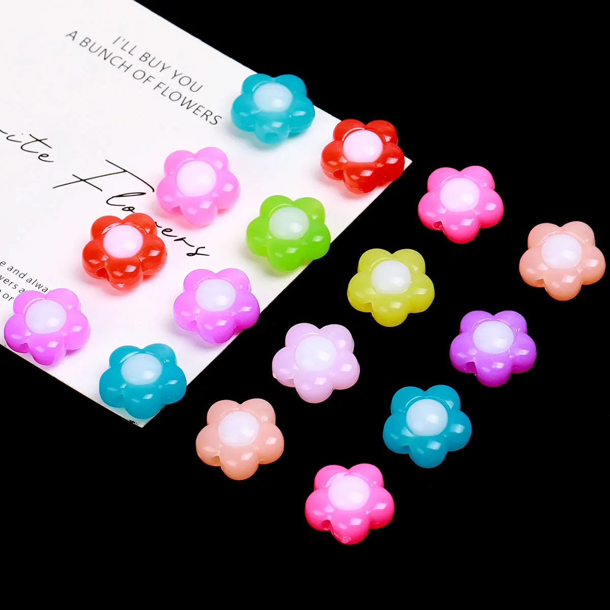 70pcs/140pcs Random Color Sunflower Shape Acrylic Beads Loose Spacer Beads For Jewelry Making DIY Hair Accessory Bracelet