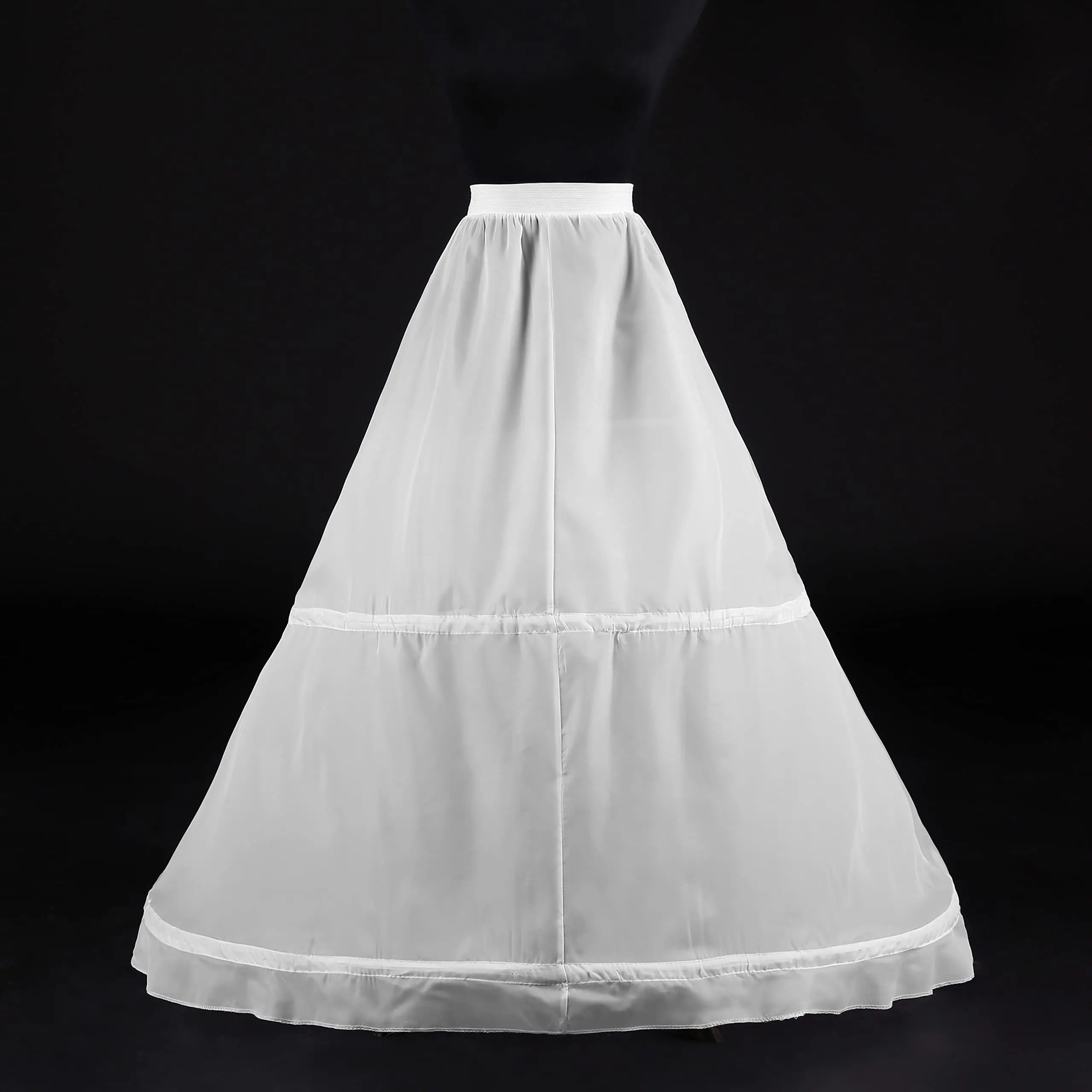 Women's 2 Hoops Bridal Crinoline White Petticoat Half Slip Underskirt Wedding Dress Bride Pannier Petticoat