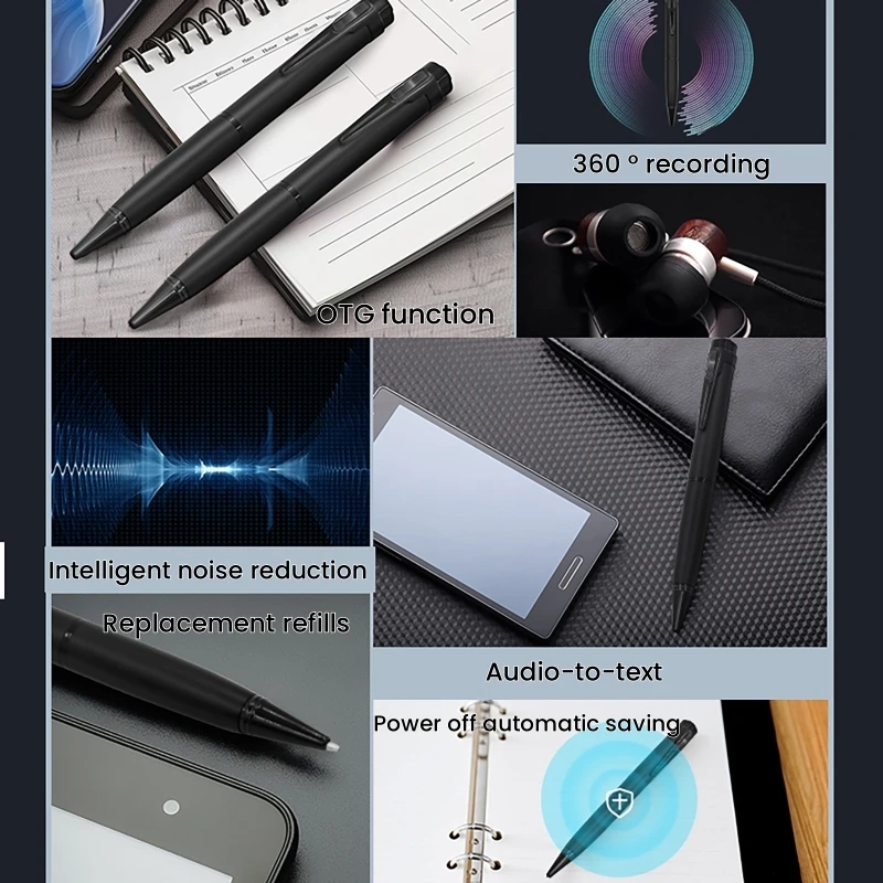 Professional Digital Writing Voice Recorder Portable One-Touch Recording Pen High Definition for Study and Business Meeting