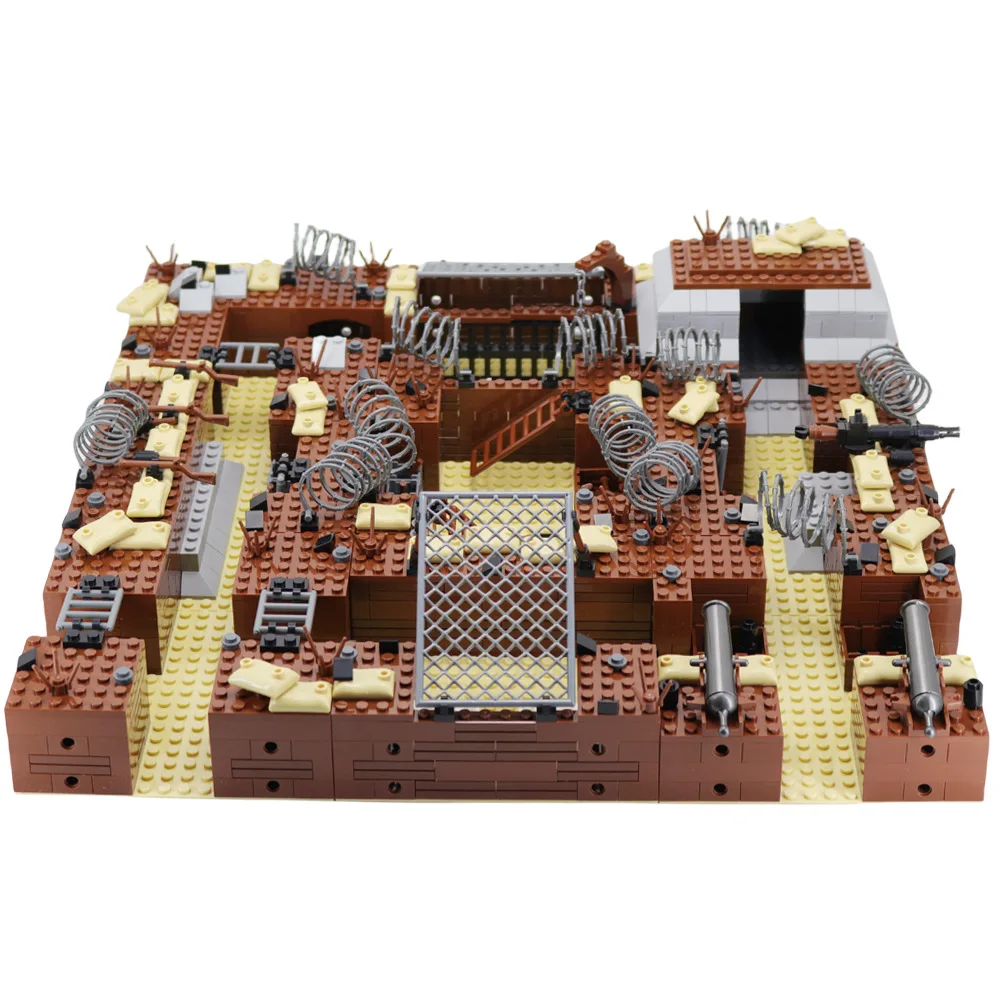 Trenches Fortress Watchtower Military MOC Building Blocks Battlefield Scene Tunnel Warfare Bricks Toys Compatible With LEGO