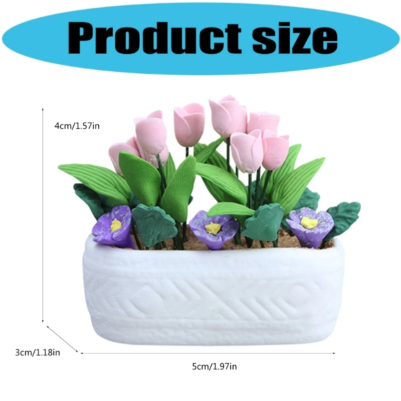 1/12 Scale Dollhouses Plant Miniature สีชมพูดอกไม้ Pretend Play สำหรับตุ๊กตาเด็กบ้านโรงงานสำหรับ Dollhouses A2UB