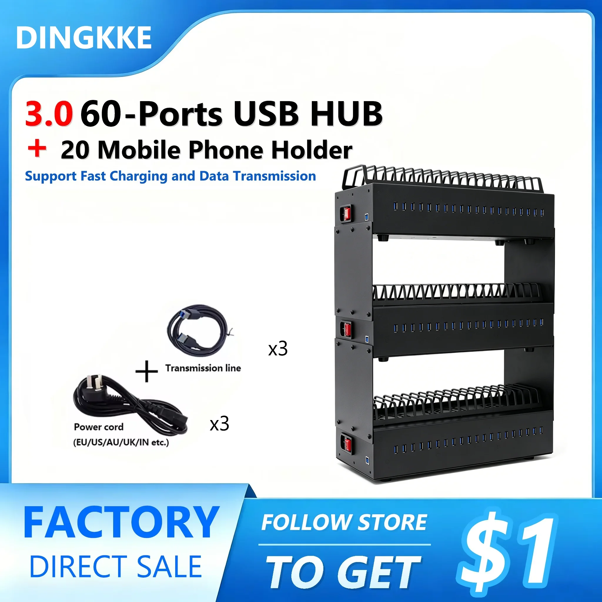 20 40 60 3.0 USB Ports Box Phone Farm USB Hub Android Control Box Batch Synchronization Control Unified Management Smartphones