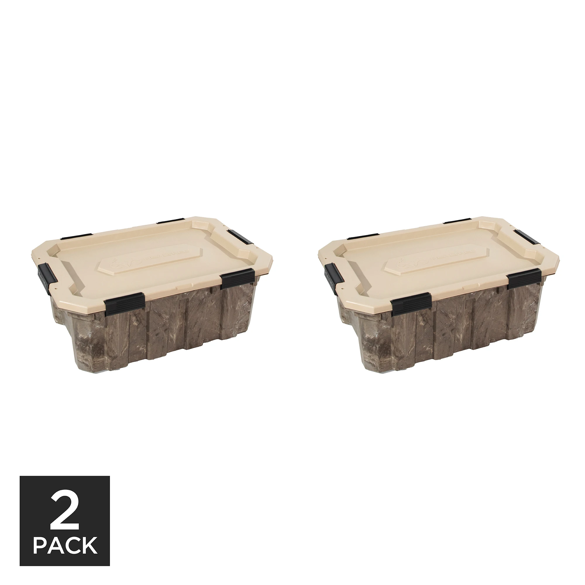 

WEATHERMAX™ 18 Gallon Marbled and Tan Storage Tote with Latching Lid, Heavy Duty Plastic Storage Bin, Pack of 2