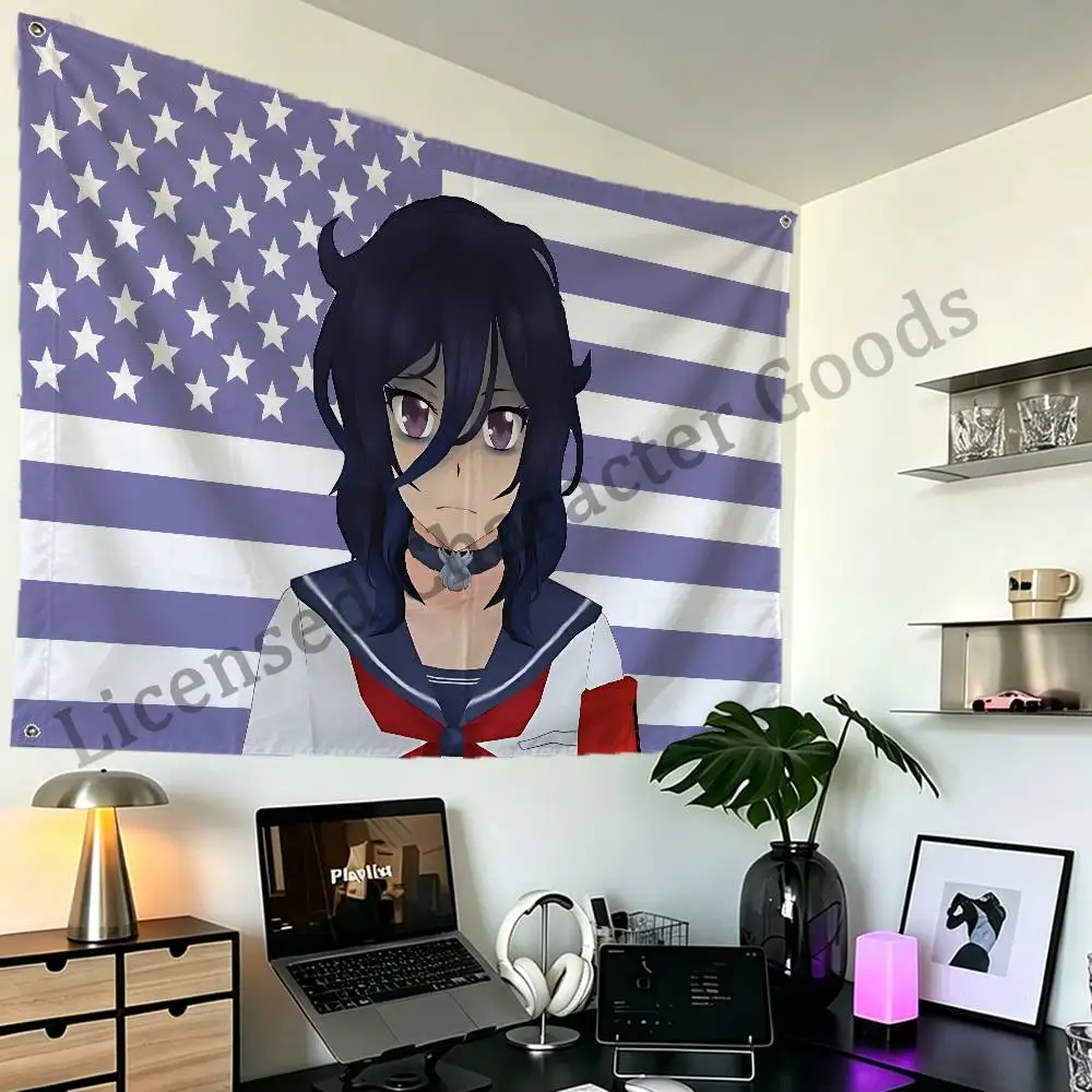 

Oka Ruto Y-Yandere S-Simulator Flag Small Handheld Banner 3x5FT Outdoor Lawn Patio Hanging Sign Holiday Home Decor