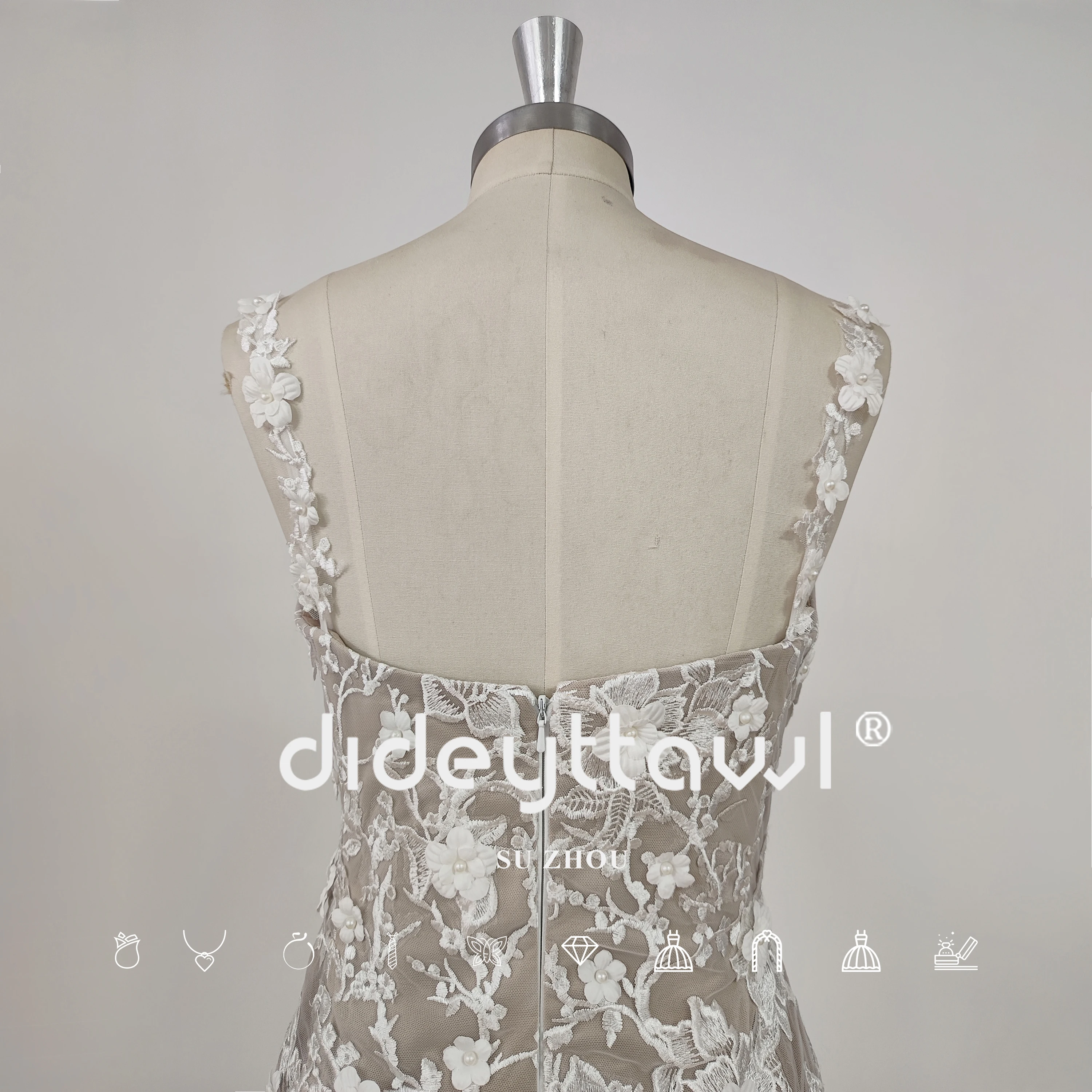 Sweerheart Tulle Backless gaun pernikahan putri duyung tali Spaghetti applique renda gaun pengantin foto nyata