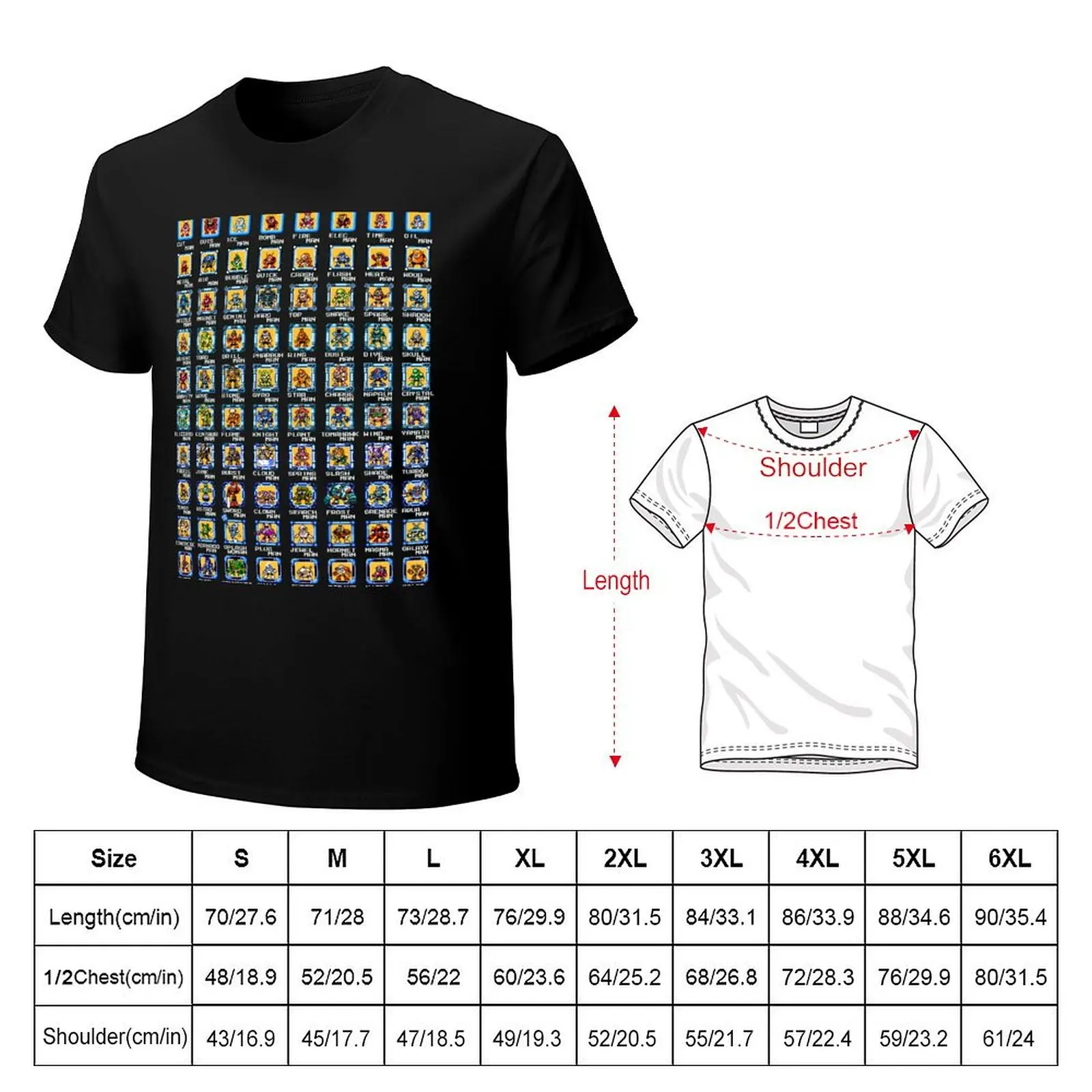 MEGAMAN BOSSES T-Shirt Gym Wear Breathable Short Sleeve Tee