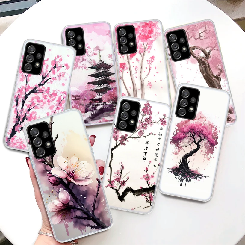 Cherry Blossom Tree Coque Phone Case For Samsung Galaxy A51 A50 A71 A70 A41 A40 A31 A30 A21S A20E A10 A11 A01 A6 A7 A8 A9 + Cove