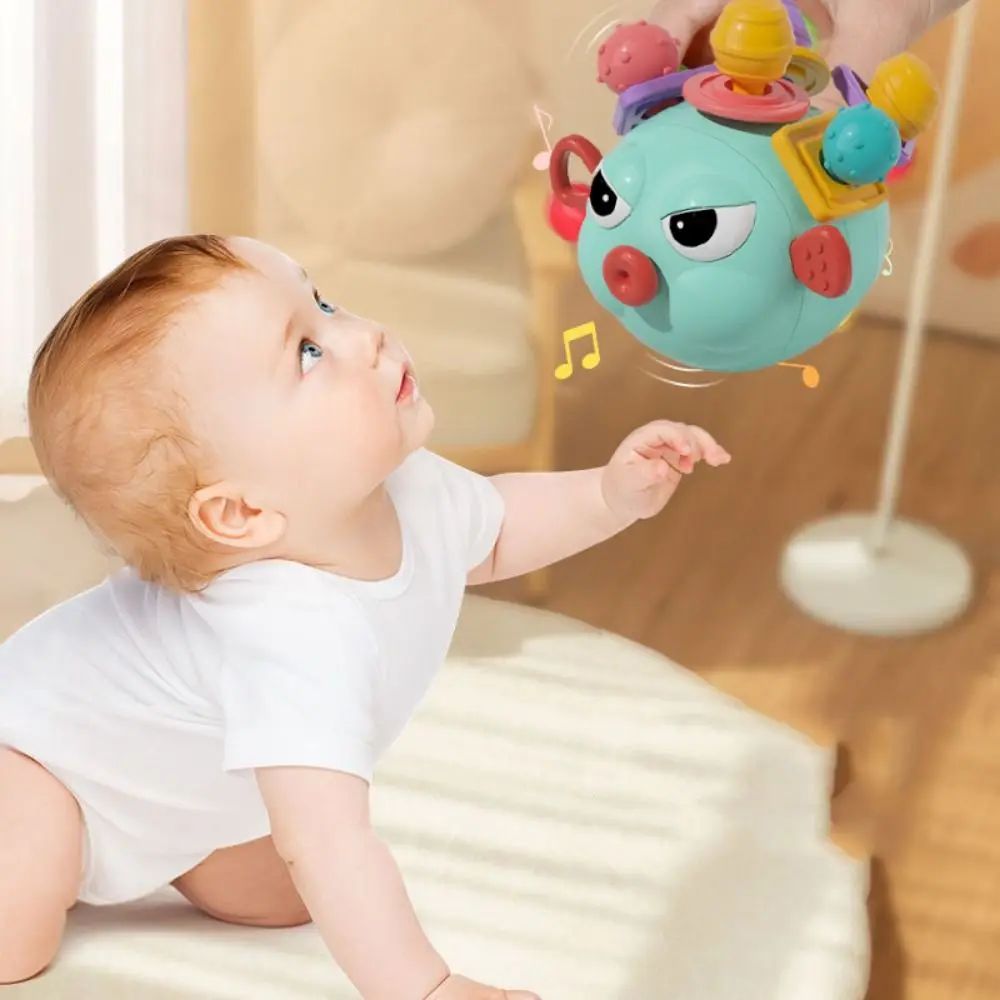 Globefish Develop Teething Toy Educational Multifunctional Baby Hand Ball Toys Biteable Boilable Montessori Pull String