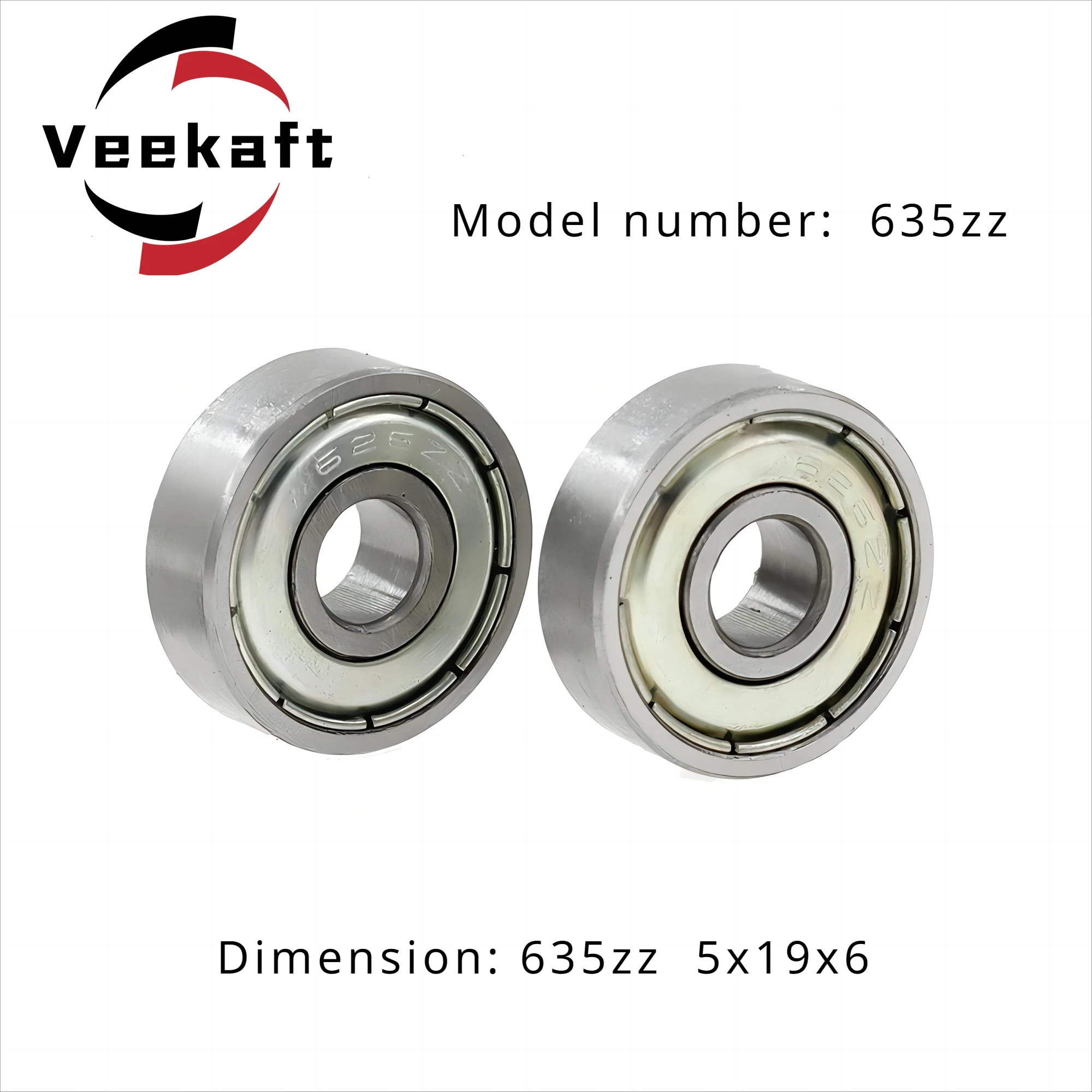 Veekaft Deep Groove Ball Bearings 635zz, 10pcs, Dimension 5mmx19mmx6mm Suitable for Small Machinery