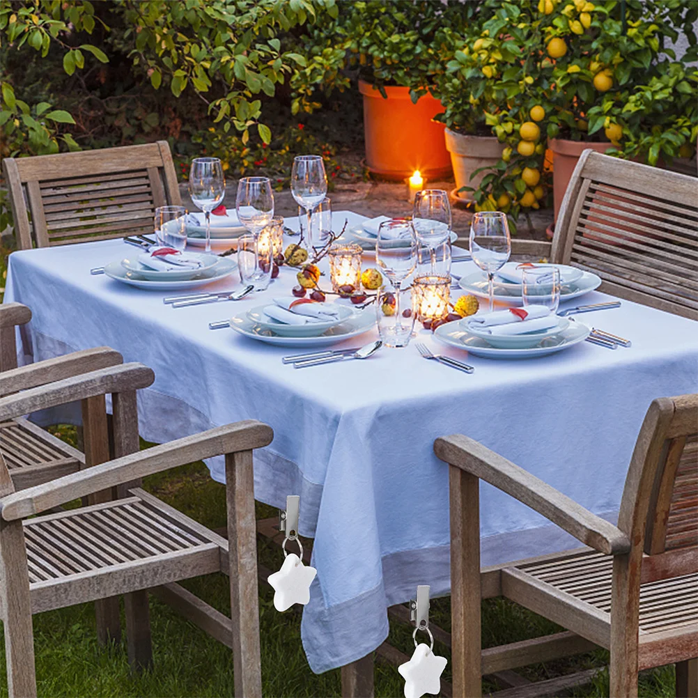 

6 шт., утяжелители для скатерти премиум-класса с камнями, зажимы со звездами для семейных встреч, обеденные на открытом воздухе, гладкие аккуратные утяжелители для стола со звездами