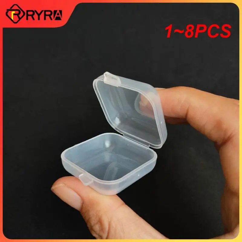 1~8PCS Mini Plastic Storage Box Transparent Jewelry Storage Case Earrings Rings Finishing Boxes Small Items Storage Container