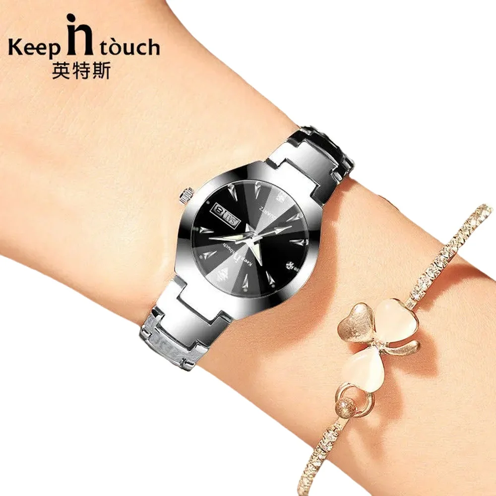 연락 유지 간단한 숙녀 시계 스틸 쿼츠 시계, 빛나는 방수 여성 시계 여성 시계 시계 relogio masculino