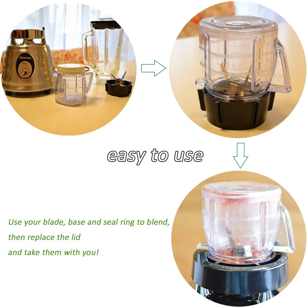 ABKR لقطع غيار خلاط أوستر، ملحق برطمان خلاط أوسترايزر صغير 4937، برطمانات بلاستيكية صغيرة مع أغطية (عبوة واحدة)