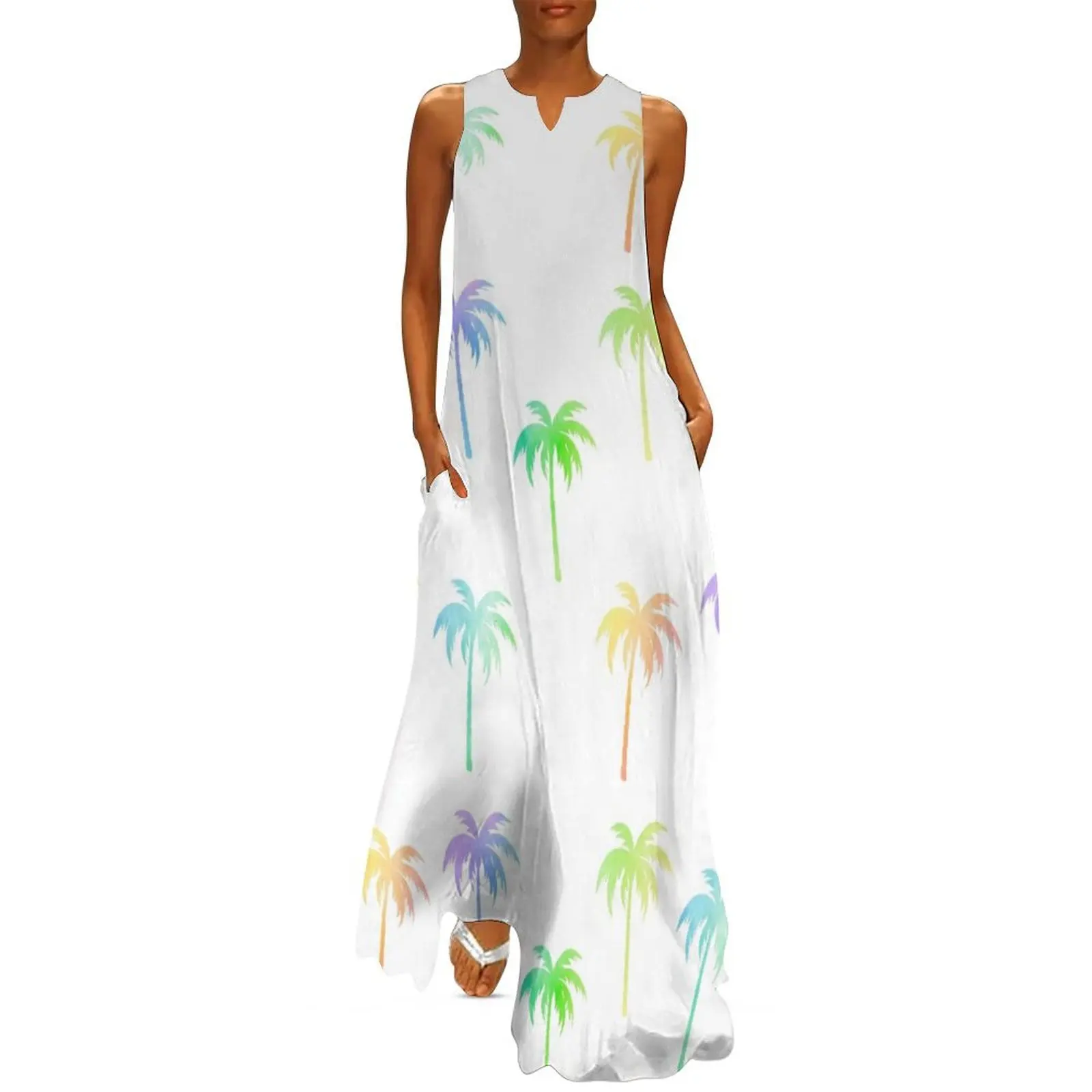 

Rainbow palm trees pack Long Dress Dress women evening dress ladies