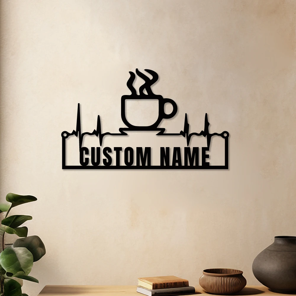 

1pc nice coffee Customized Text Tin Wall Signs Metal Wall Plaque For Wall Decor