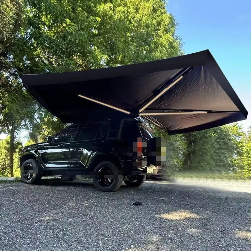 

Outdoor Camping 4x4 Sunproof Car Roof 270 Degree Retractable Side Awning Tent with Side Panels LED Light