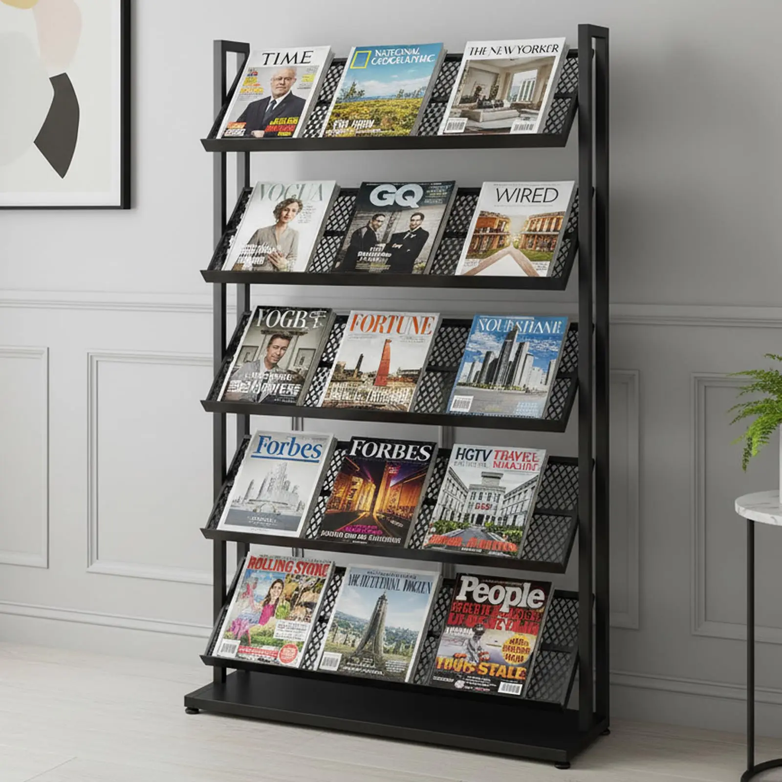 Brochure Stand,5/6layer Brochure Holder Floor Stand,Modern Literature Display Stand,Magazine Display Shelves for