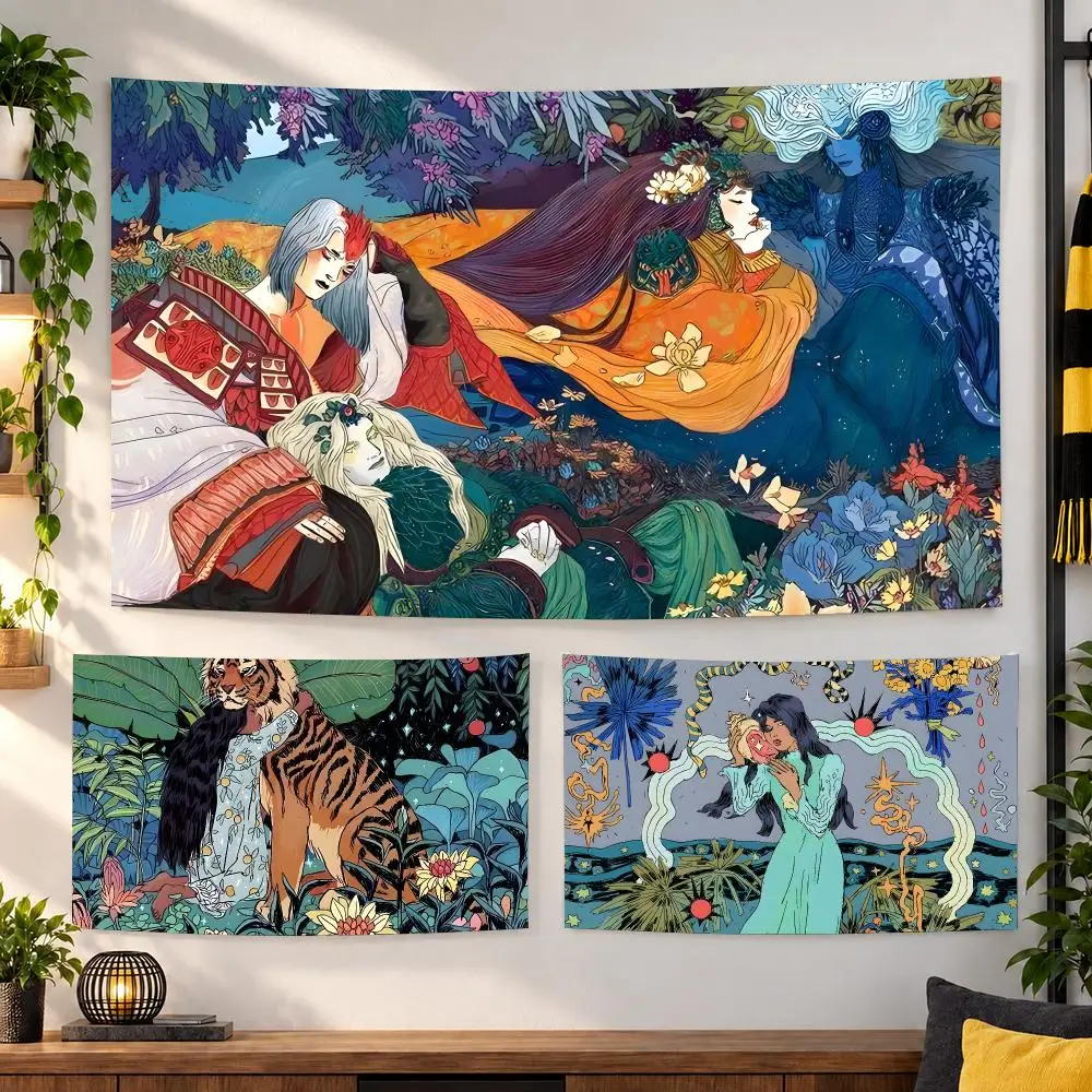 Em Niwa Tapestry House Bedroom Living Bar Garden Microfiber Decoration Background
