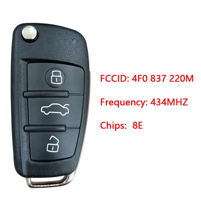 CN 008065   433 MHz 8E Chip FCC 4F0 837 220 M für Audi A6 Fernbedienung Klappschlüsselanhänger Aftermarket Autoschlüssel Fernbedienung